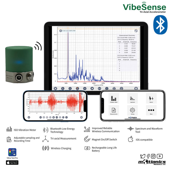 VibeSense Tri-Axial Wireless Vibration Accelerometer