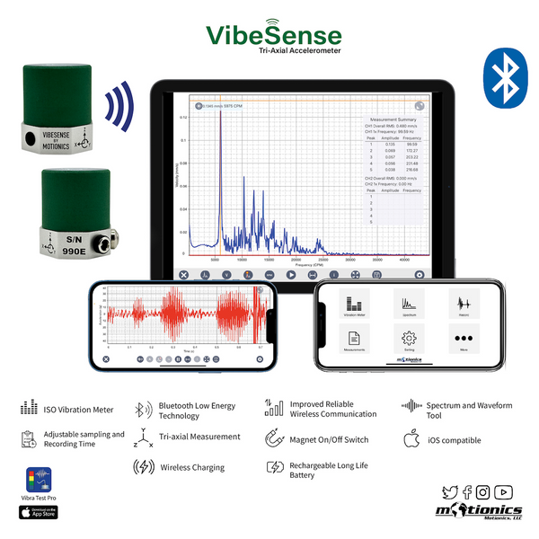 VibeSense Tri-Axial Wireless Vibration Accelerometer